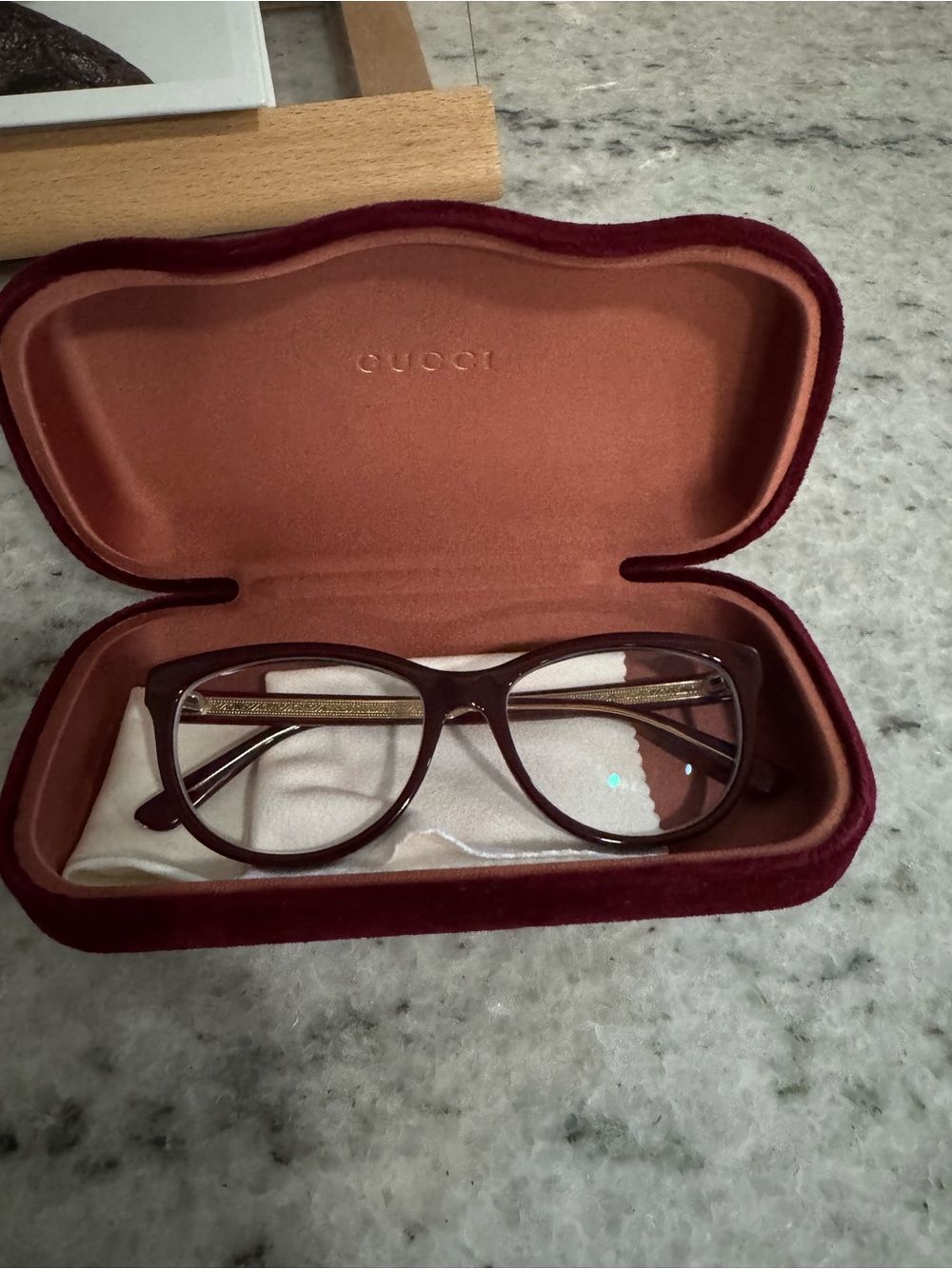 Gucci Burgundy & Gold Women's Optical Glasses
